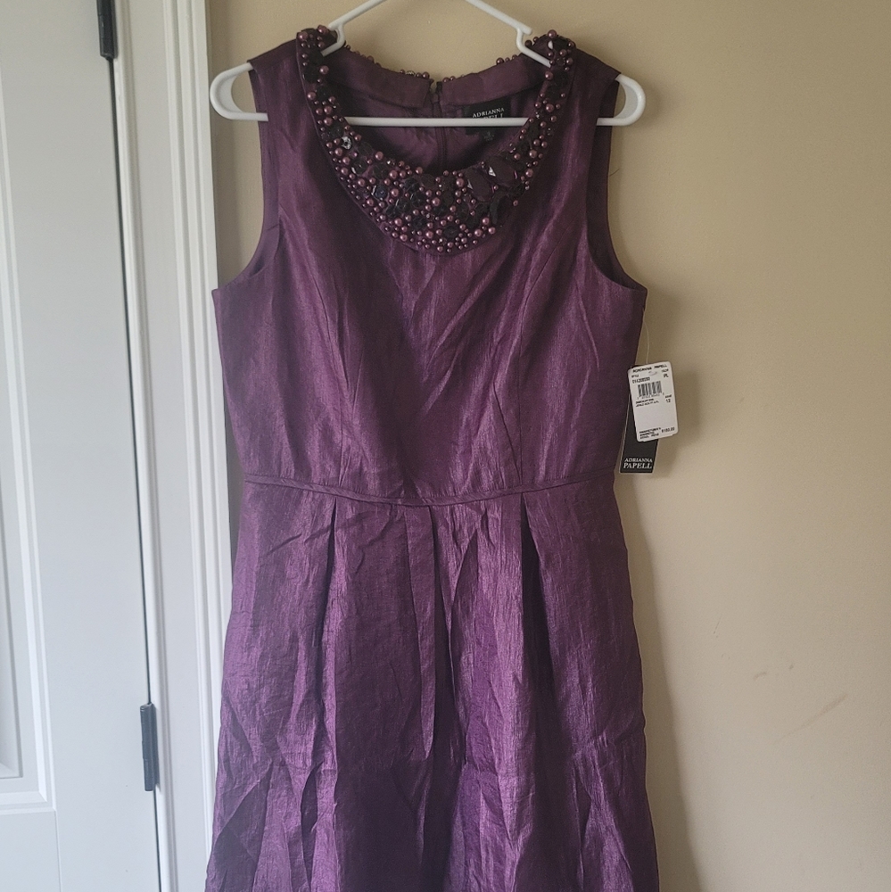 NWT Adrianna Papell Purple Beaded Dress